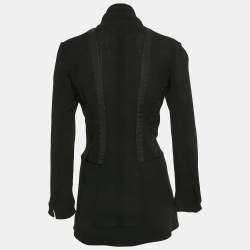 Etro Black Wool Blend Front Tie Detail Jacket S