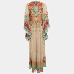 Pre Owned Etro Multicolor Floral Silk Ruffled Maxi Dress M