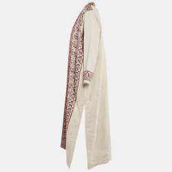 Etro Multicolor/Beige Paisley Jacquard Open Front Overcoat M