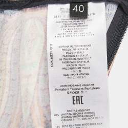 Pre Owned Etro Navy Blue Paisley Print Velvet Wide Leg Trousers S