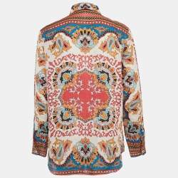 Etro Red Paisley Print Ramie Long Sleeve Shirt M