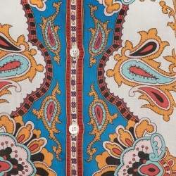 Etro Red Paisley Print Ramie Long Sleeve Shirt M