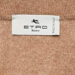 Etro Beige Paisley Print Silk and Wool Knit Cardigan S