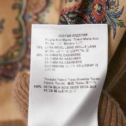 Etro Beige Paisley Print Silk and Wool Knit Cardigan S