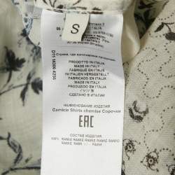 Etro Blue/Multicolor Printed Ramie Button Front Tunic Shirt S