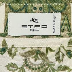 Pre Owned Etro Green Floral Print Silk Artica Oversized Shirt S 