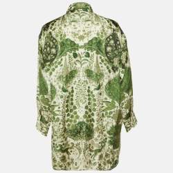 Pre Owned Etro Green Floral Print Silk Artica Oversized Shirt S 