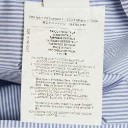 Pre Owned Etro Blue Striped Cotton Paisley Heart Applique Shirt M