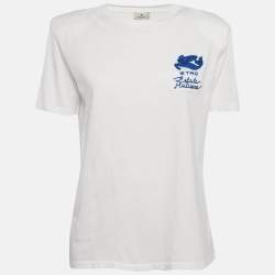 Etro White Applique Jersey Structured Shoulder T-Shirt S