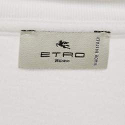 Etro White Applique Jersey Structured Shoulder T-Shirt S