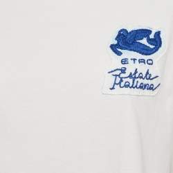 Etro White Applique Jersey Structured Shoulder T-Shirt S