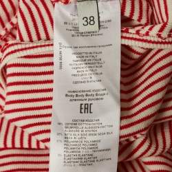 Pre Owned Etro Red/White Striped Jersey Long-Sleeve Bodysuit S