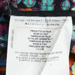 Etro Multicolor Floral Print Crepe Flared Maxi Skirt M