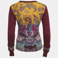 مملوكة مسبقًا Etro Purple/Yellow Paisley Pattern Wool Knit Sweatshirt M