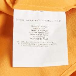 Etro Orange Contrast Collar Silk Pleated Shirt S