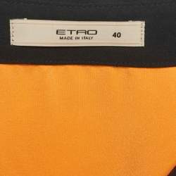 Etro Orange Contrast Collar Silk Pleated Shirt S