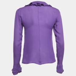 Pre Owned Etro Purple Silk Ruffled Shirt S