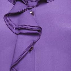 Pre Owned Etro Purple Silk Ruffled Shirt S