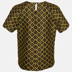 Etro Brown/Yellow Geometric Jacquard Blouse M