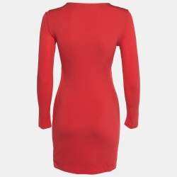 Etro Red Jersey Cross Neck Detail Mini Dress M