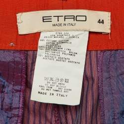 Pre Owned Etro Purple Colorblock Striped Cotton & Linen Shorts M