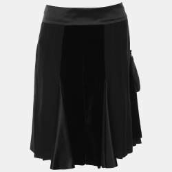 Pre Owned Etro Black Silk Velvet Ruffled Skirt M 