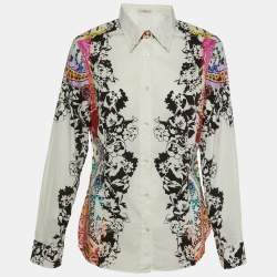 Etro White Floral Print Cotton Button Front Shirt XL
