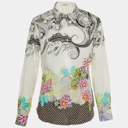 Etro White Paisley Print Cotton Button Front Shirt L