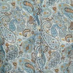 Etro Blue Paisley Print Ramie Button Front Shirt S 