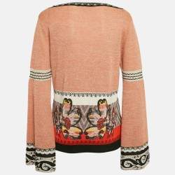 Etro Orange/Multicolor Patterned Knit Wide Sleeve Sweater M