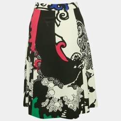 Etro Black/Cream Printed Jersey Short Skirt M