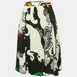 Etro Black/Cream Printed Jersey Short Skirt M