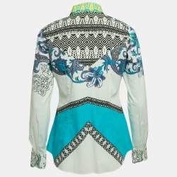 Etro White Multicolor Print Cotton Full Sleeve Shirt M
