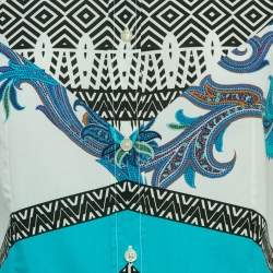 Etro White Multicolor Print Cotton Full Sleeve Shirt M