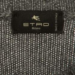 Etro Grey Wool Knit Pattern Detail Sweater S
