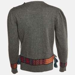 Etro Grey Wool Knit Pattern Detail Sweater S