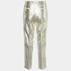 Etro Silver Lurex Silk Pants M