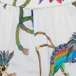 Pre Owned Etro White Printed Silk Capri Pants S