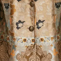 Etro Multicolor Brocade Button Front Mid-Length Coat L