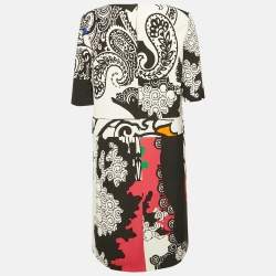 Pre Owned Etro Black Printed Jersey Short Dress L