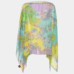 Etro Multicolor Silk Draped Paisley Print Twill Blouse L