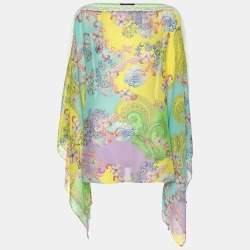 Etro Multicolor Silk Draped Paisley Print Twill Blouse L