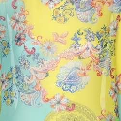 Etro Multicolor Silk Draped Paisley Print Twill Blouse L