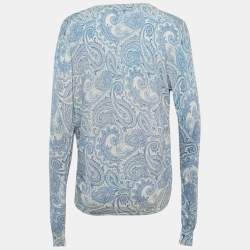 Pre Owned Etro Blue Paisley Print Wool & Silk Sweater M