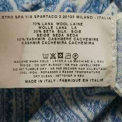 Pre Owned Etro Blue Paisley Print Wool & Silk Sweater M