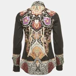 Pre Owned Etro Black Paisley Print Cotton Button Front Shirt S