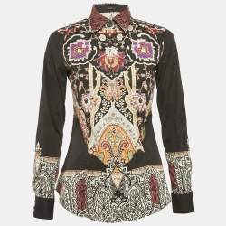 Etro Black Paisley Print Cotton Button Front Shirt S
