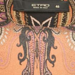 Etro Brown Paisley Print Silk V-Neck Blouse L