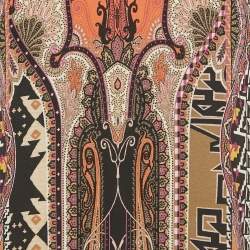 Etro Brown Paisley Print Silk V-Neck Blouse L