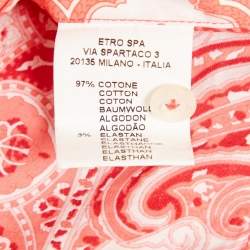 Etro Coral Pink Paisley Print Cotton Button Front Shirt M 